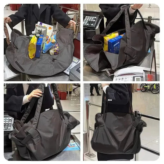 Lay-Flat Travel Camping Foldable Drawstring Tote Bag Expandable Jumbo Travel Luggage Bag + Matt