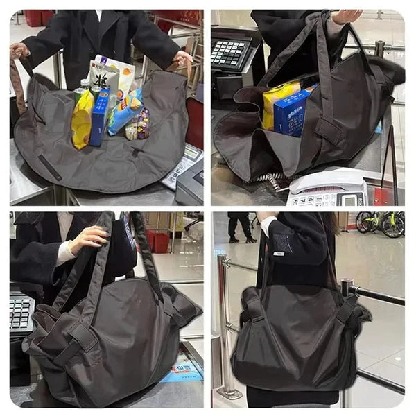 Lay-Flat Travel Camping Foldable Drawstring Tote Bag Expandable Jumbo Travel Luggage Bag + Matt