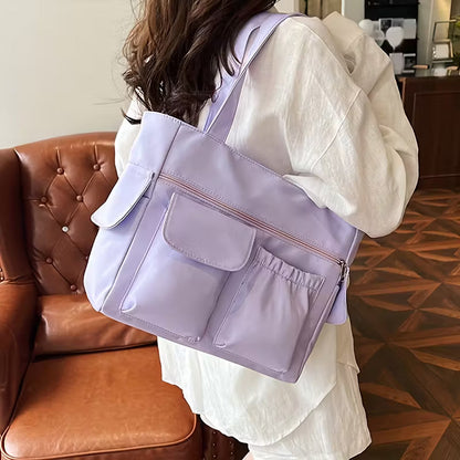 Women'S Shoulder Handbag Tote, Casual and Everyday Carry, Multi Pocket Lightweight Nylon Bag