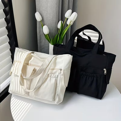 Women'S Shoulder Handbag Tote, Casual and Everyday Carry, Multi Pocket Lightweight Nylon Bag