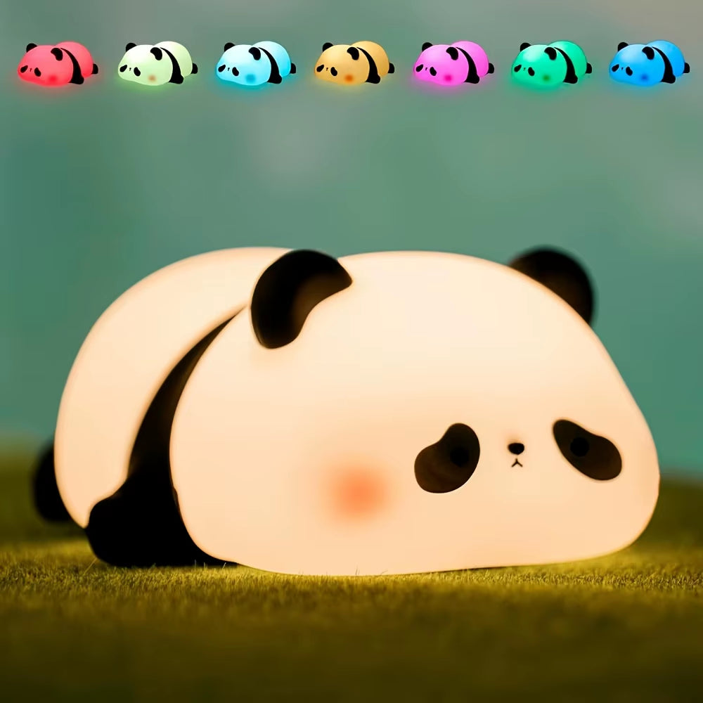 Cute Panda Night Lamp | Soft Squishy Silicone LED Light for Bedroom, Kids & Gift