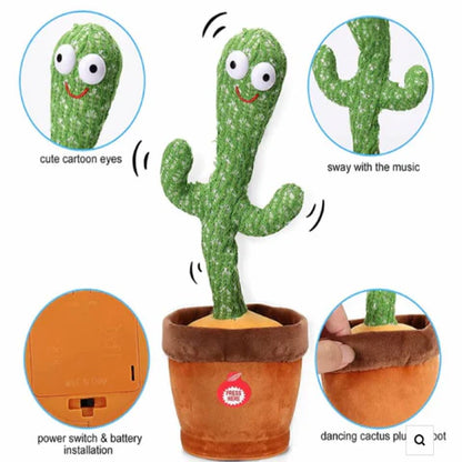 Dancing Cactus Toy Rechargeable with Music, Singing, Talking, Lightning, Wriggle- Funny talk back toy For Kids- High Quality