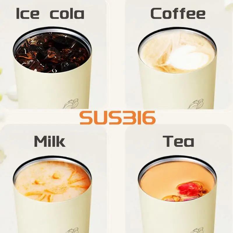 530ml/18oz Sipper + Coffee Cup with Straw 316 Stainless Steel Water Bottle Portable Coffee Mugs Inssulated Tumbler Vaccum Flask