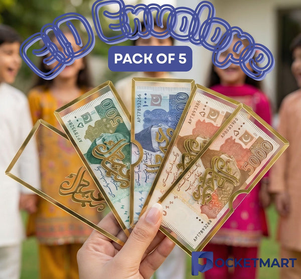 Pack Of 5 Eid Acrylic Envelope Lifafa memorable Gift
