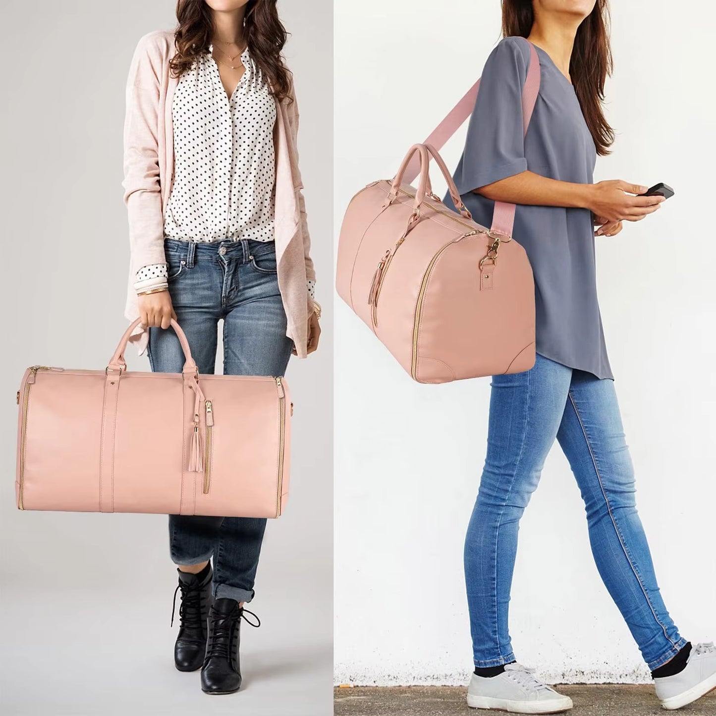 3 in 1 Hanging Suitcase Suit Weekender Travel Bag PU Leather Large Capacity Multifunctional