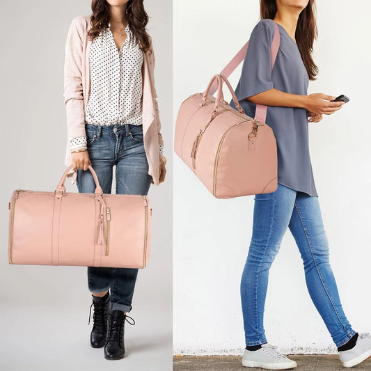 3 in 1 Hanging Suitcase Suit Weekender Travel Bag PU Leather Large Capacity Multifunctional