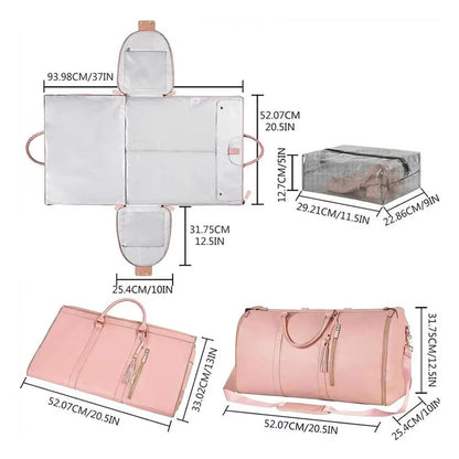 3 in 1 Hanging Suitcase Suit Weekender Travel Bag PU Leather Large Capacity Multifunctional