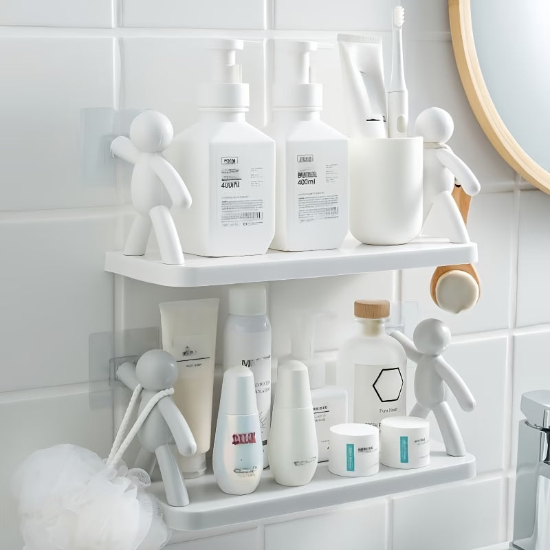 Wall Mounted bathroom shelf organizer Black & white