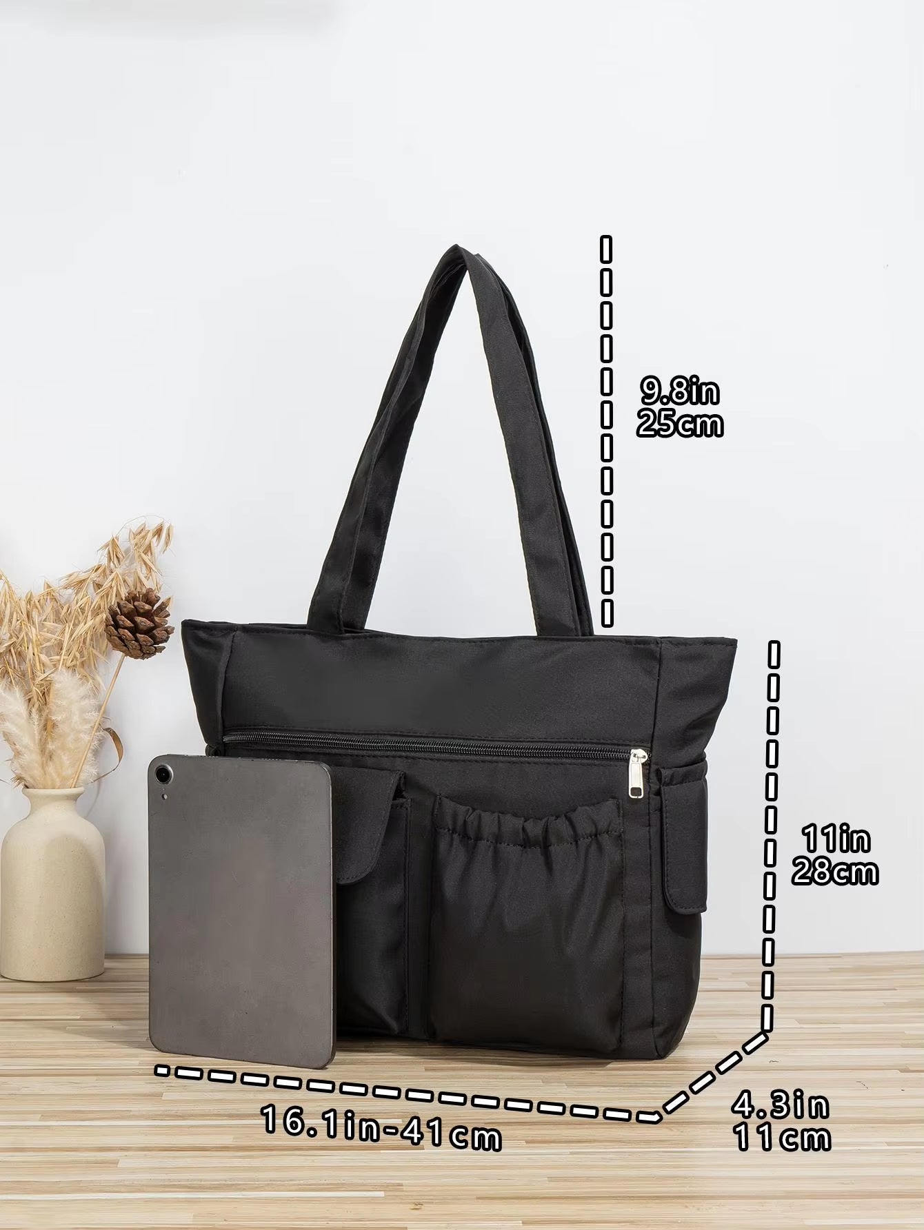 Women'S Shoulder Handbag Tote, Casual and Everyday Carry, Multi Pocket Lightweight Nylon Bag