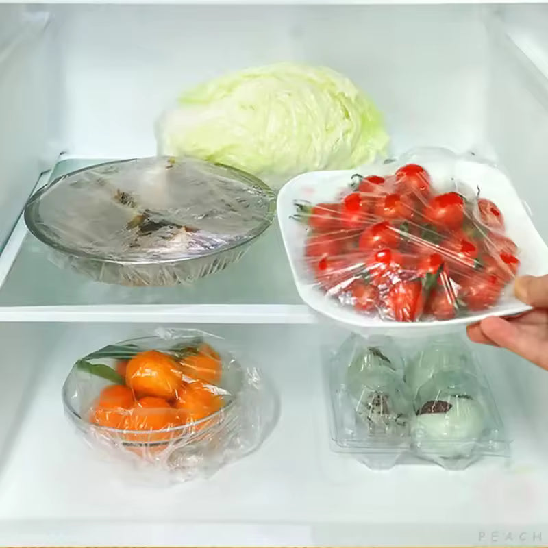 100-piece Reusable Disposable Food Cover Plastic Wrap Durable Elastic Food Lids for Bowls Elastic Plate Covers For Kitchen