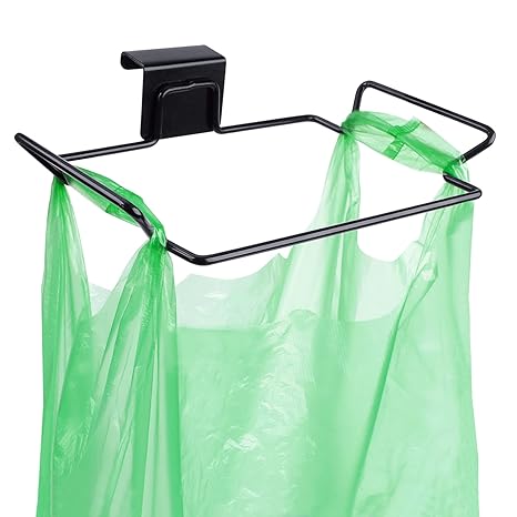 Trash Plastic Bag Holder Stainless Steel  Waste Bin Rack - Cabinet Door Mount