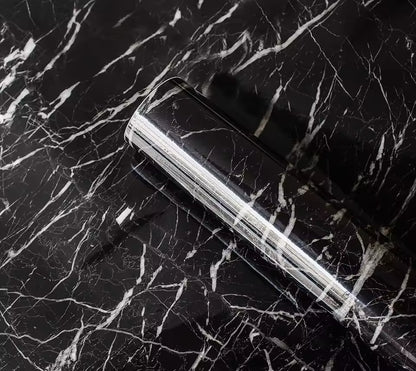 Transform Your Kitchen with Black Marble self adhesive WallPaper  - Waterproof & Easy to Apply