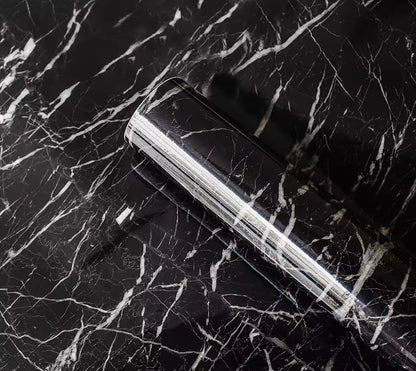Transform Your Kitchen with Black Marble self adhesive WallPaper  - Waterproof & Easy to Apply