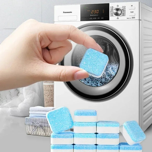 12 PCS Powerful Effervescent Washing Machine Cleaner Tablets - Deep Clean, Remove Odors & Grime for Fresher Laundry