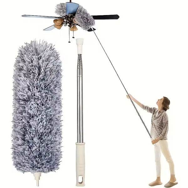 Extendable Grey Duster Microfiber - Bendable With Stainless Steel Rod