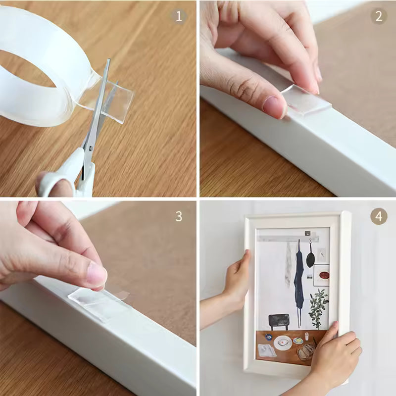 Strong, Reusable & Transparent Nano / Double Tape: The Ultimate Waterproof Adhesive for Every DIY Project.