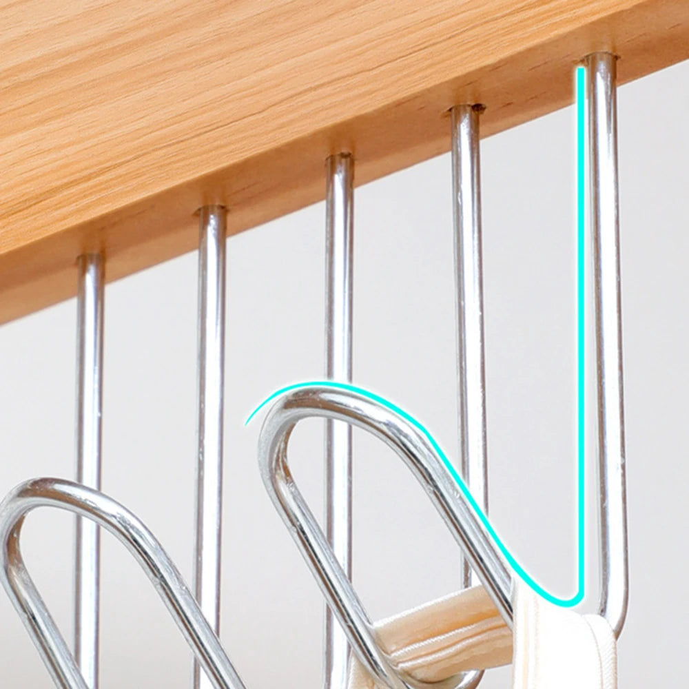 Solid Wood 8-Hook Wall Hanger: Space-Saving Organizer for Belts, Hats, Scarves & Underwear**