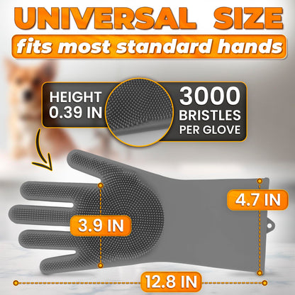 Reusable Silicone Scrub Gloves for Dishes & Pet Bathing – Heat-Resistant Cleaning Gloves with Massaging Bristles