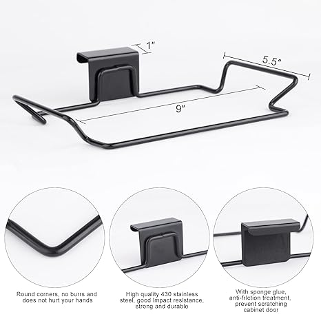 Trash Plastic Bag Holder Stainless Steel  Waste Bin Rack - Cabinet Door Mount