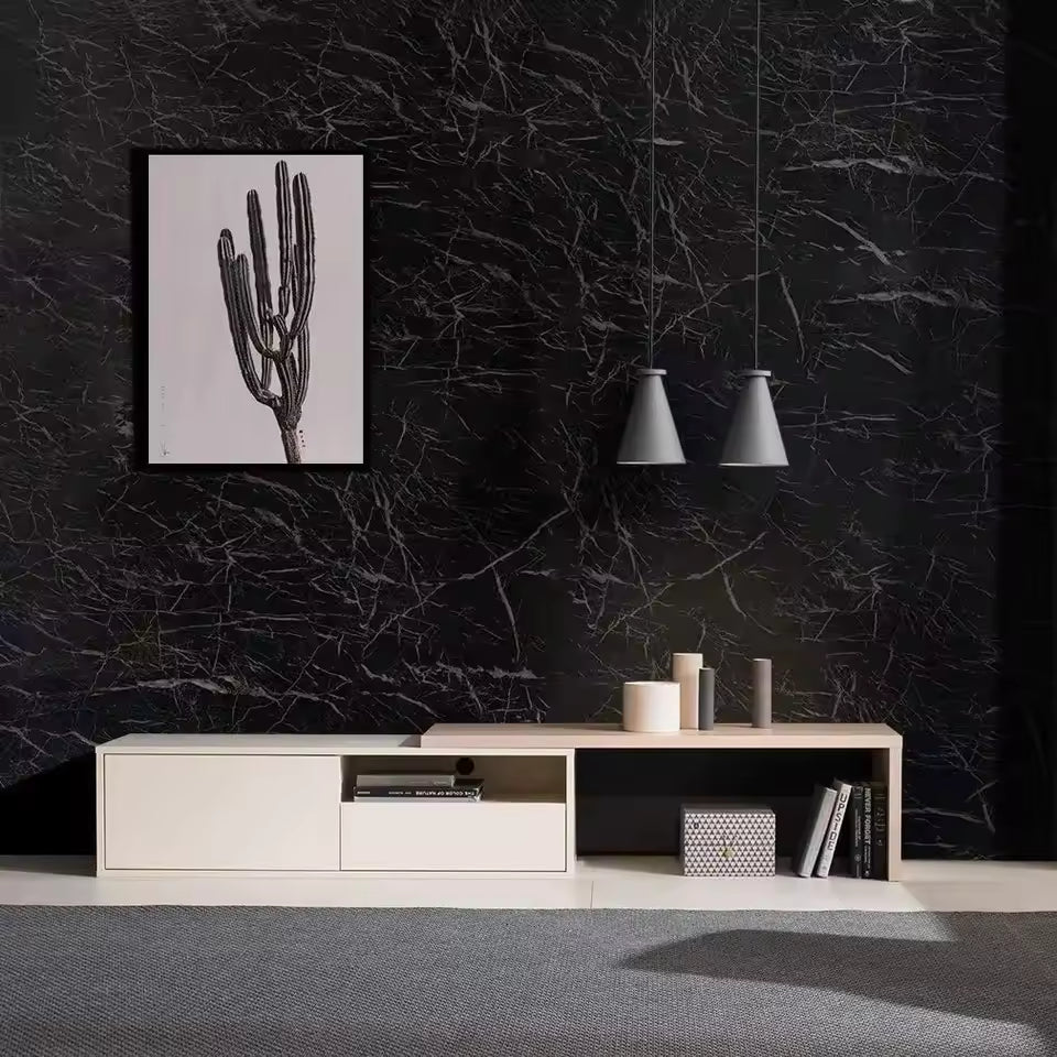 Transform Your Kitchen with Black Marble self adhesive WallPaper  - Waterproof & Easy to Apply