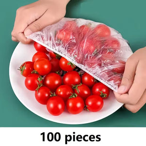 100-piece Reusable Disposable Food Cover Plastic Wrap Durable Elastic Food Lids for Bowls Elastic Plate Covers For Kitchen