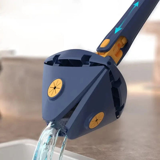 Triangle Extendable Cleaning Mop, 360° Rotatable Squeeze Mop, Multipurpose Cleaning Brush, Floor Window Cleaning Squeegee Mop, Mop Cleaner for Kitchen Toilet, Automatic Wringer Mop, Adjustable Telescopic Mop