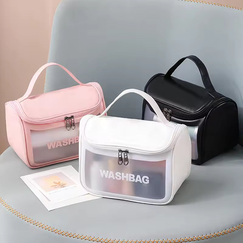 Multifunctional Cosmetic Bag - PVC+PU - Portable Waterproof Transparent Makeup Bag