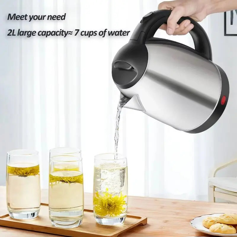 Electric Kettle 2L Hot Water Kettle Stainless Steel Electric Teapot Coffee Tea Beverage Boiler Electric Water Heater 220v