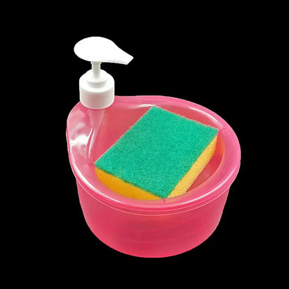 2-in-1 Press Soap Dispenser with Sponge Holder for Organized Kitchen Sink & Easy Dishwashing