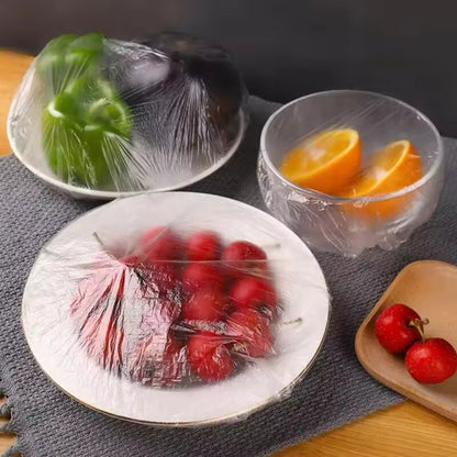 100-piece Reusable Disposable Food Cover Plastic Wrap Durable Elastic Food Lids for Bowls Elastic Plate Covers For Kitchen