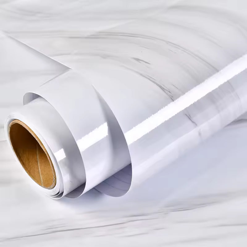 2M X 60CMTransform Your Kitchen with Heatproof, Waterproof White Marble Vinyl Wallpaper in Minutes