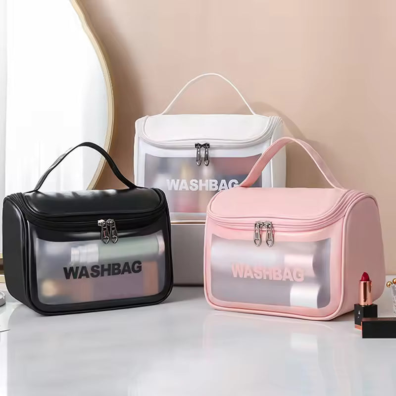 Multifunctional Cosmetic Bag - PVC+PU - Portable Waterproof Transparent Makeup Bag