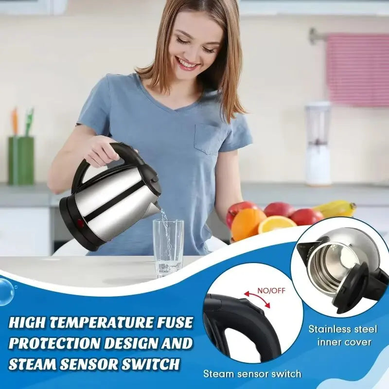 Electric Kettle 2L Hot Water Kettle Stainless Steel Electric Teapot Coffee Tea Beverage Boiler Electric Water Heater 220v
