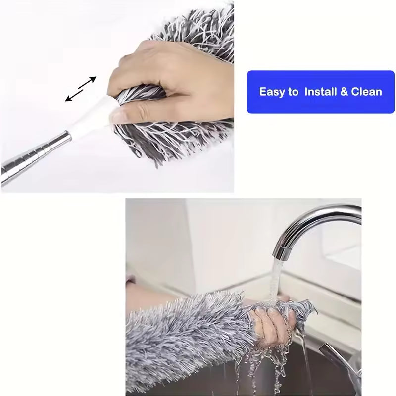Extendable Grey Duster Microfiber - Bendable With Stainless Steel Rod