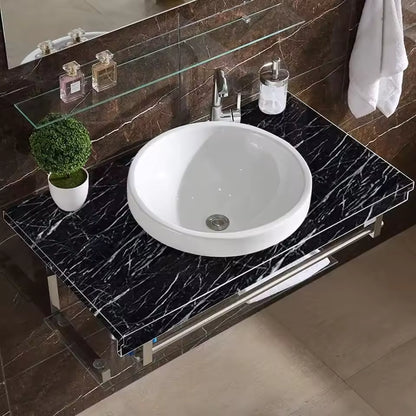 Transform Your Kitchen with Black Marble self adhesive WallPaper  - Waterproof & Easy to Apply