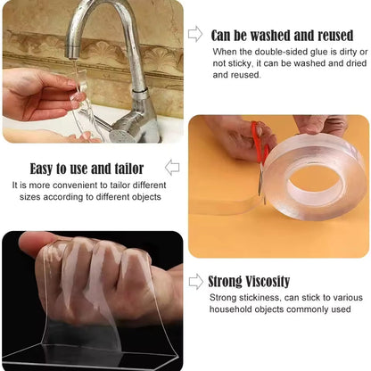 Strong, Reusable & Transparent Nano / Double Tape: The Ultimate Waterproof Adhesive for Every DIY Project.