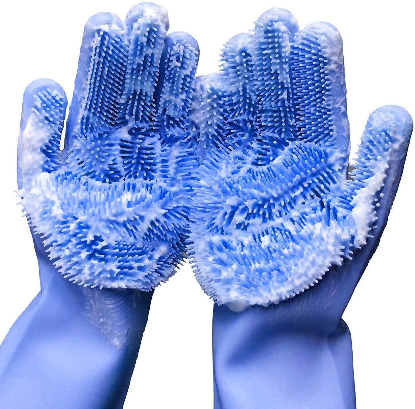Reusable Silicone Scrub Gloves for Dishes & Pet Bathing – Heat-Resistant Cleaning Gloves with Massaging Bristles