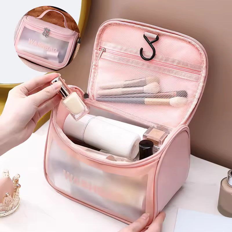 Multifunctional Cosmetic Bag - PVC+PU - Portable Waterproof Transparent Makeup Bag
