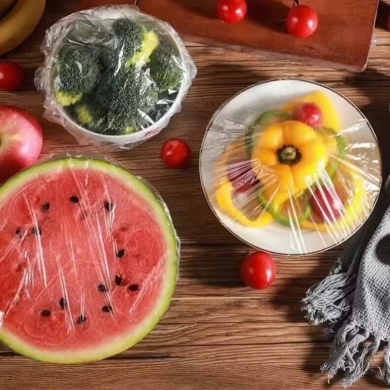 100-piece Reusable Disposable Food Cover Plastic Wrap Durable Elastic Food Lids for Bowls Elastic Plate Covers For Kitchen