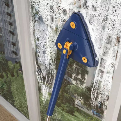 Triangle Extendable Cleaning Mop, 360° Rotatable Squeeze Mop, Multipurpose Cleaning Brush, Floor Window Cleaning Squeegee Mop, Mop Cleaner for Kitchen Toilet, Automatic Wringer Mop, Adjustable Telescopic Mop