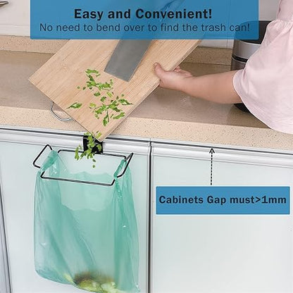Trash Plastic Bag Holder Stainless Steel  Waste Bin Rack - Cabinet Door Mount