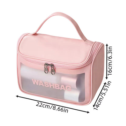 Multifunctional Cosmetic Bag - PVC+PU - Portable Waterproof Transparent Makeup Bag