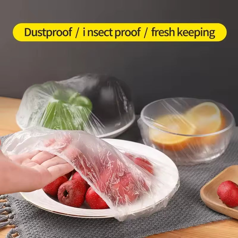 100-piece Reusable Disposable Food Cover Plastic Wrap Durable Elastic Food Lids for Bowls Elastic Plate Covers For Kitchen