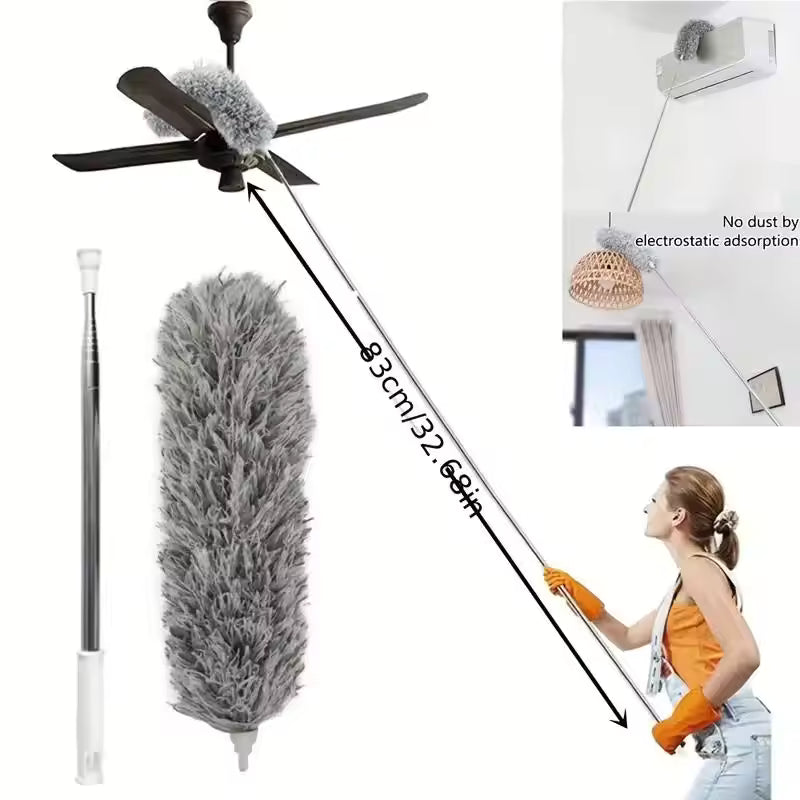 Extendable Grey Duster Microfiber - Bendable With Stainless Steel Rod