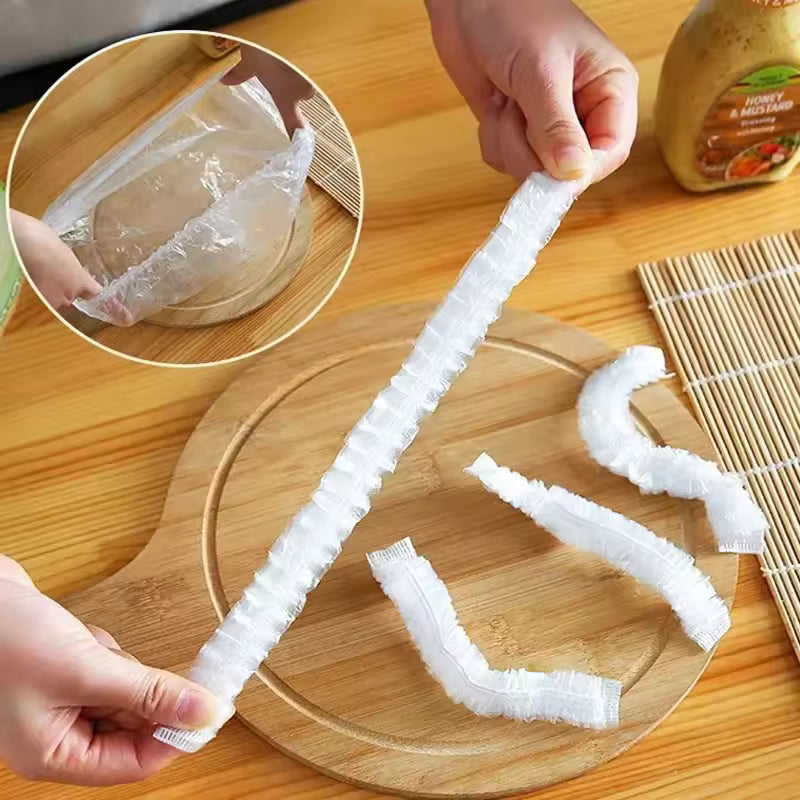 100-piece Reusable Disposable Food Cover Plastic Wrap Durable Elastic Food Lids for Bowls Elastic Plate Covers For Kitchen