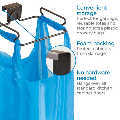 Trash Plastic Bag Holder Stainless Steel  Waste Bin Rack - Cabinet Door Mount