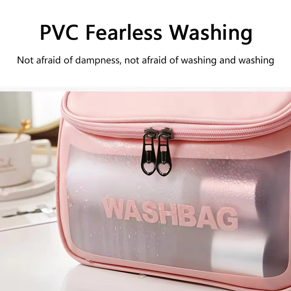 Multifunctional Cosmetic Bag - PVC+PU - Portable Waterproof Transparent Makeup Bag