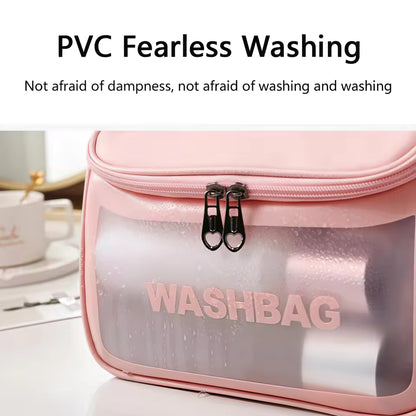 Multifunctional Cosmetic Bag - PVC+PU - Portable Waterproof Transparent Makeup Bag