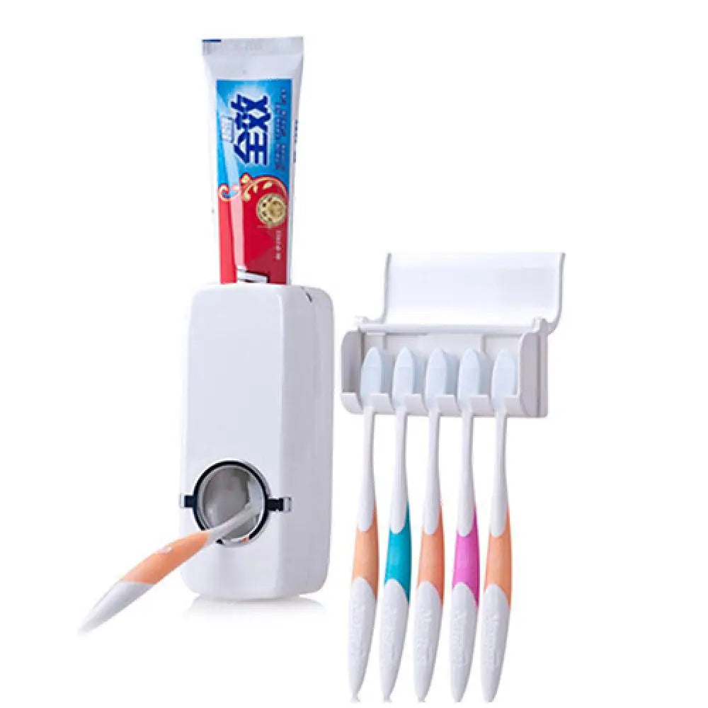 No-Drill Wall-Mounted Toothpaste Dispenser & Holder Set: Space-Saving, Hygienic Bathroom Organizer for Families