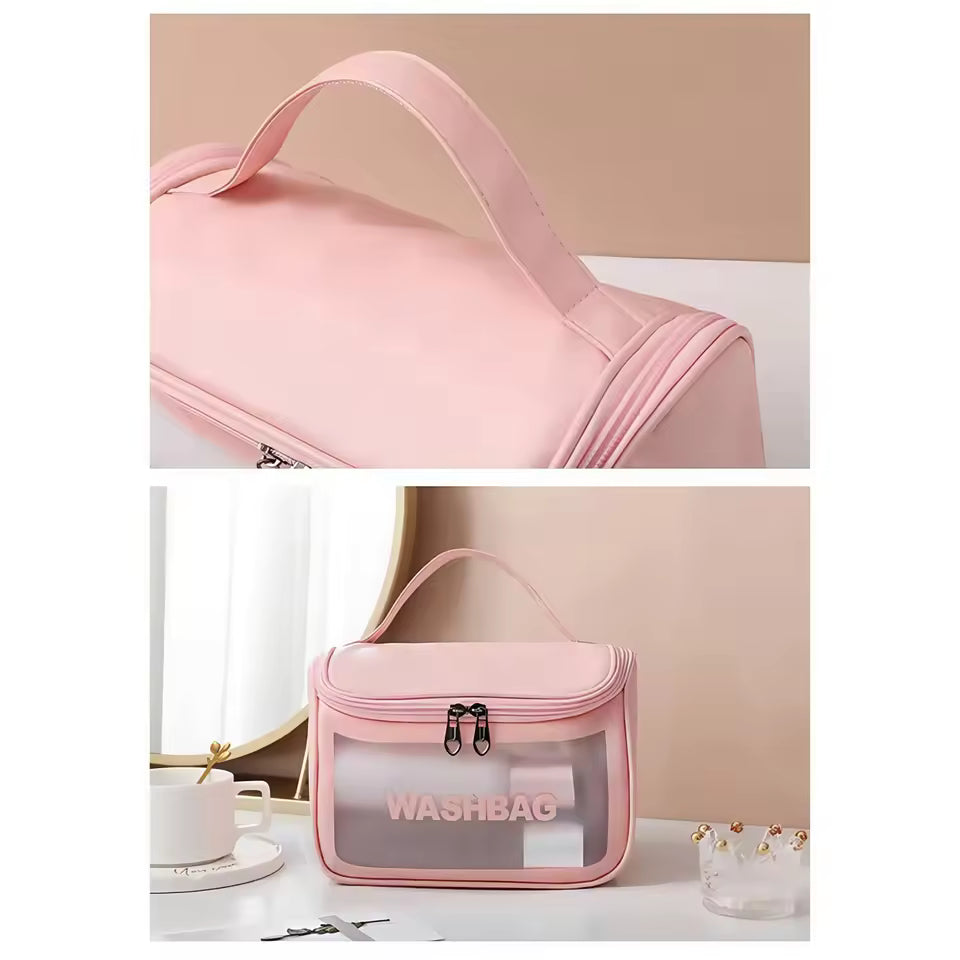 Multifunctional Cosmetic Bag - PVC+PU - Portable Waterproof Transparent Makeup Bag